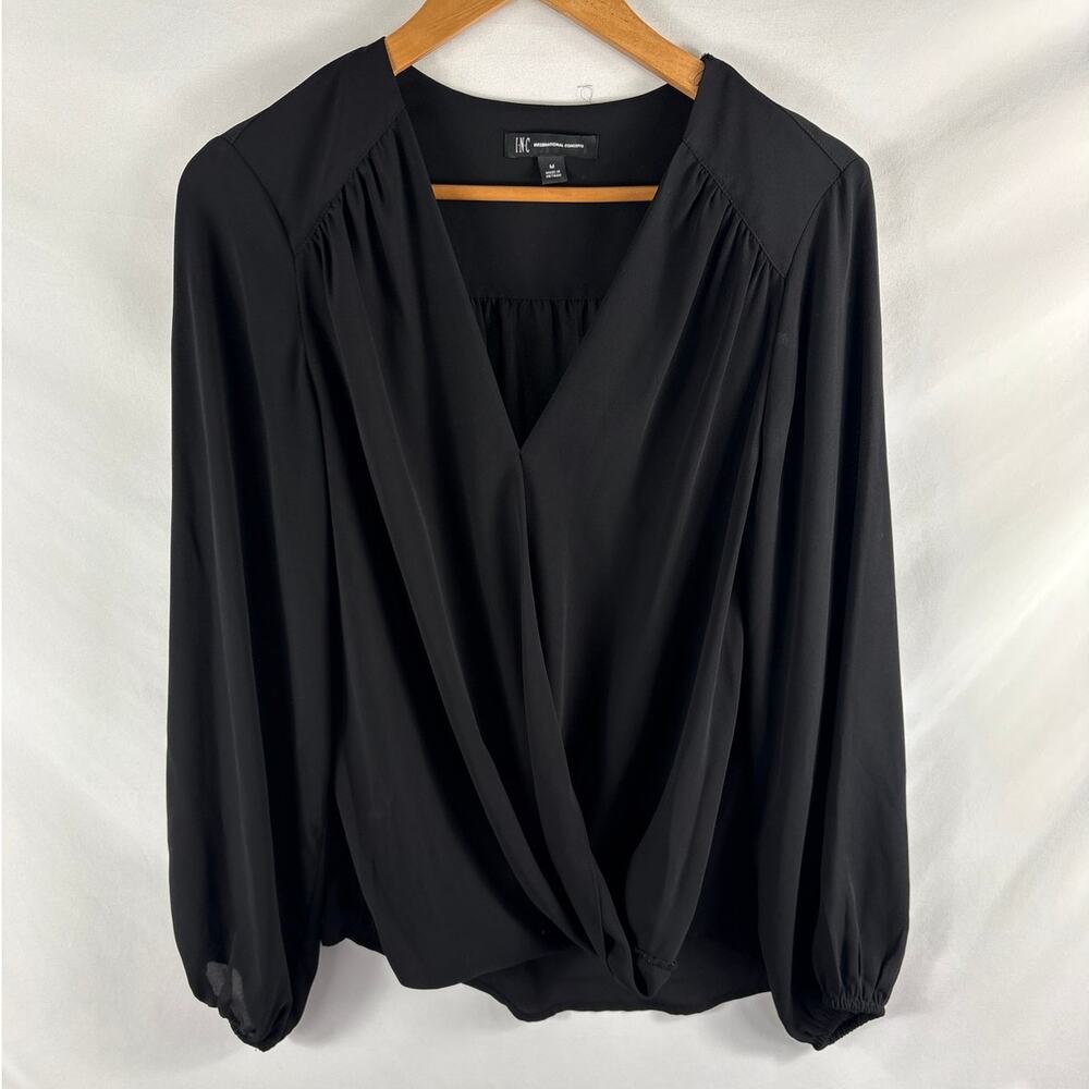 INC International Concepts Surplus Scoop V Neck Blouse Size Medium